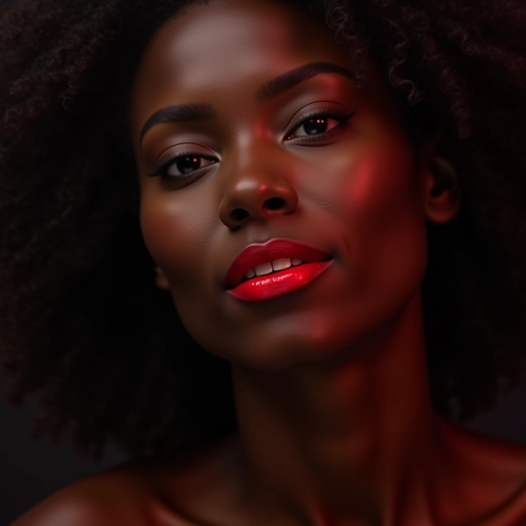 Batom colorido vibrante em mulher madura.