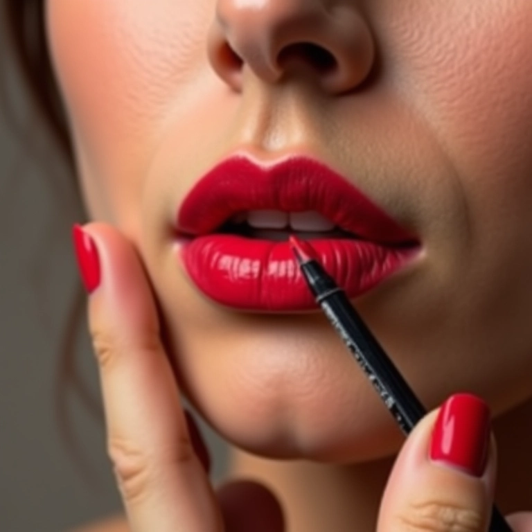 Batom de longa duração e lápis de contorno.