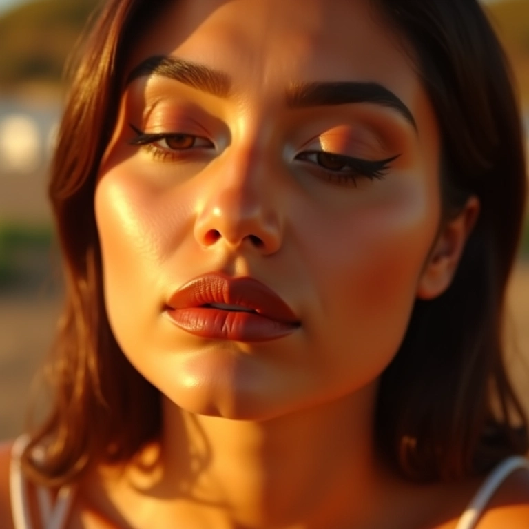 Batom marrom com subtom quente.