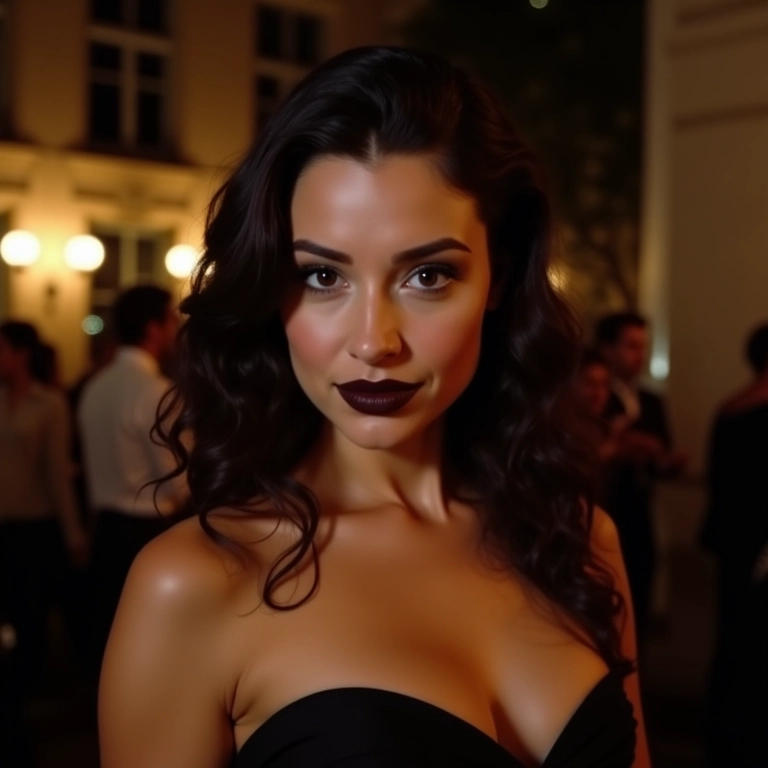 Batom marrom escuro para a noite.