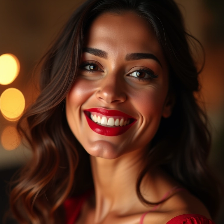 Batom vermelho clássico para a maquiagem de ano novo.