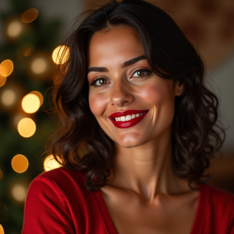 Batom vermelho para maquiagem de Natal.