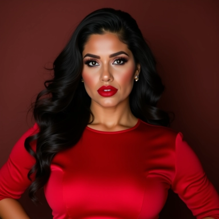 Batom vermelho para um look poderoso com vestido vermelho.