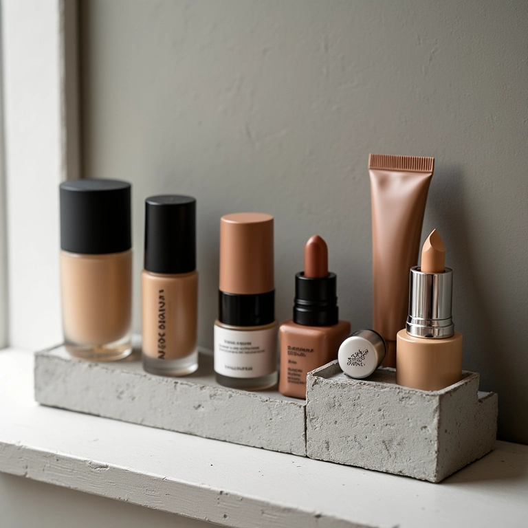 Blocos de concreto usados como prateleira para exibir bases acessíveis.