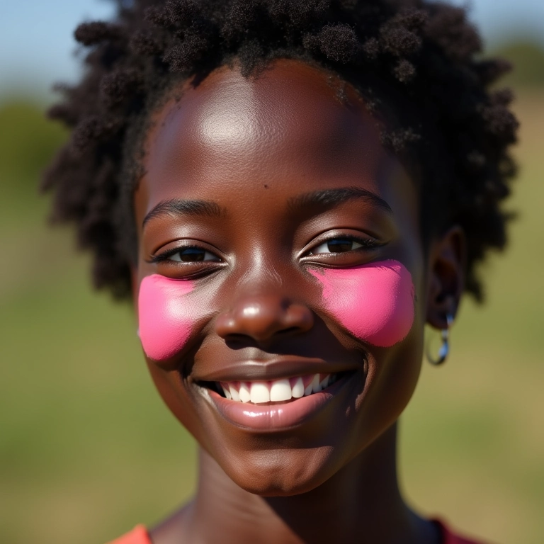 Blush colorido em jovem adulta negra.