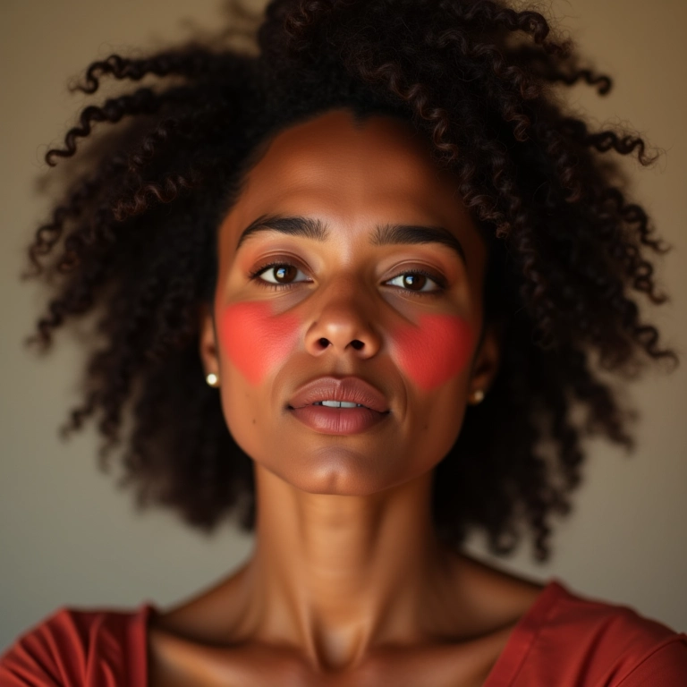 Blush coral em rosto redondo para pele morena.