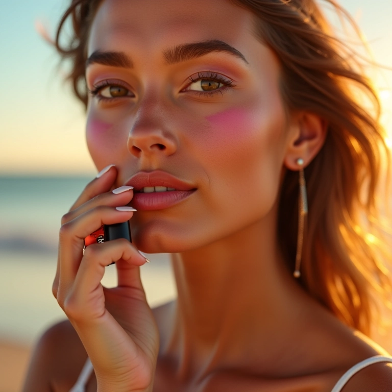 Blush cremoso para maquiagem de verão.