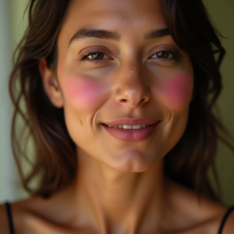 Blush cremoso para um toque de cor natural.