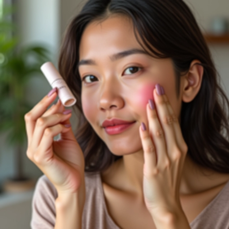 Blush em bastão para aplicação rápida e prática.