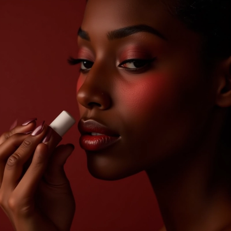 Blush em gel vinho para pele negra, em estúdio.