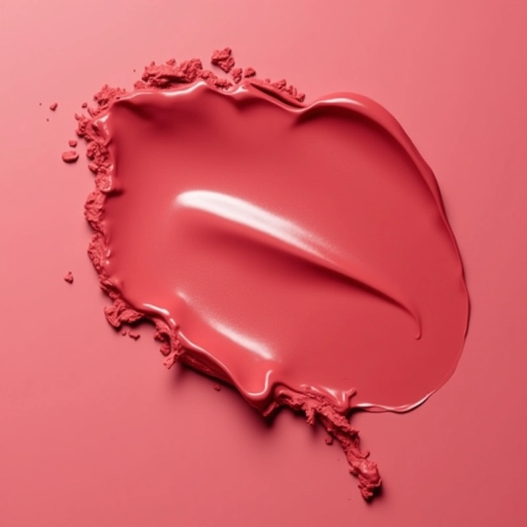 Blush em tinta usado como sombra e batom.