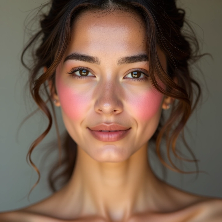 Blush para rosto quadrado, suavizando os ângulos.