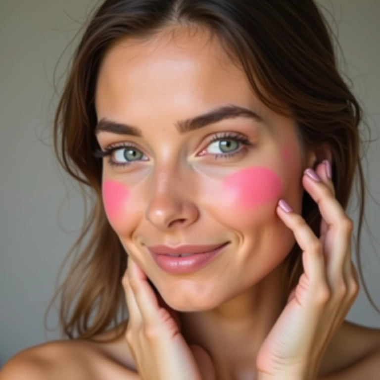 Blush para rosto redondo, afinando as bochechas.