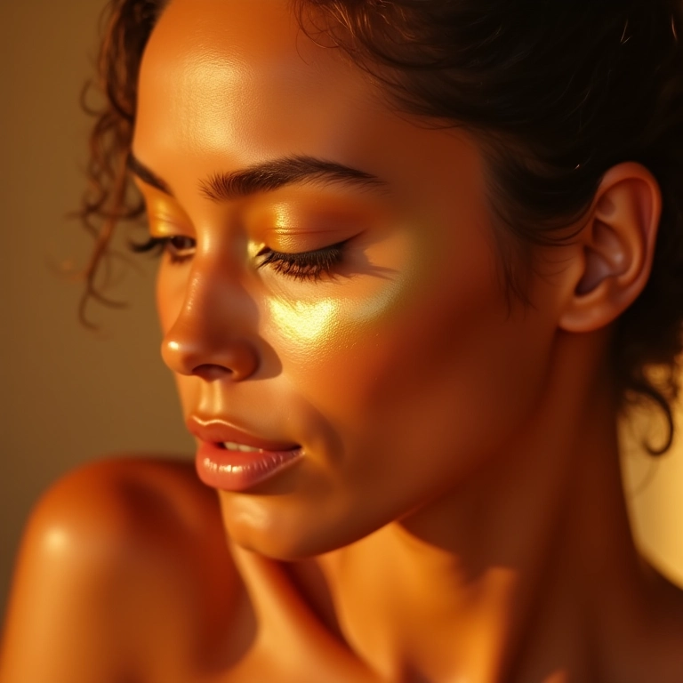 Bronzer dourado para pele morena.