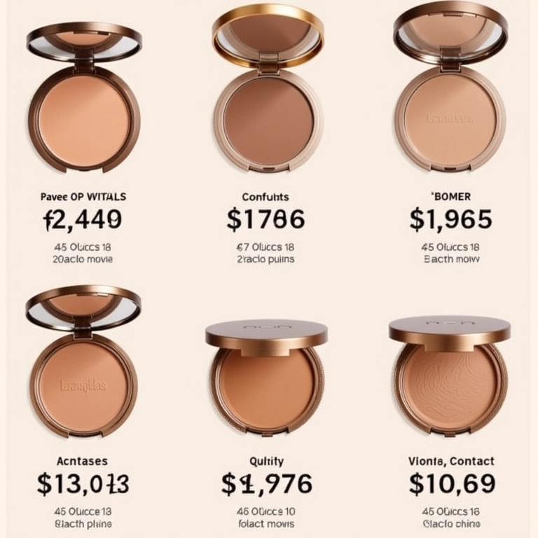 Bronzers com diferentes faixas de preço.