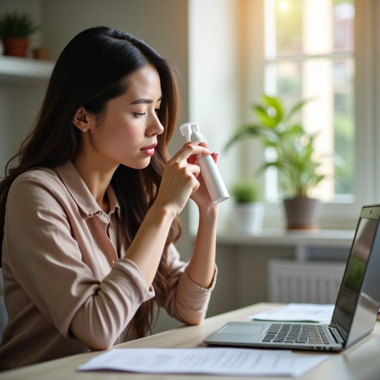 Bruma energizante para concentração no trabalho.