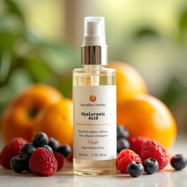 Bruma hidratante com ácido hialurônico e ação antioxidante.