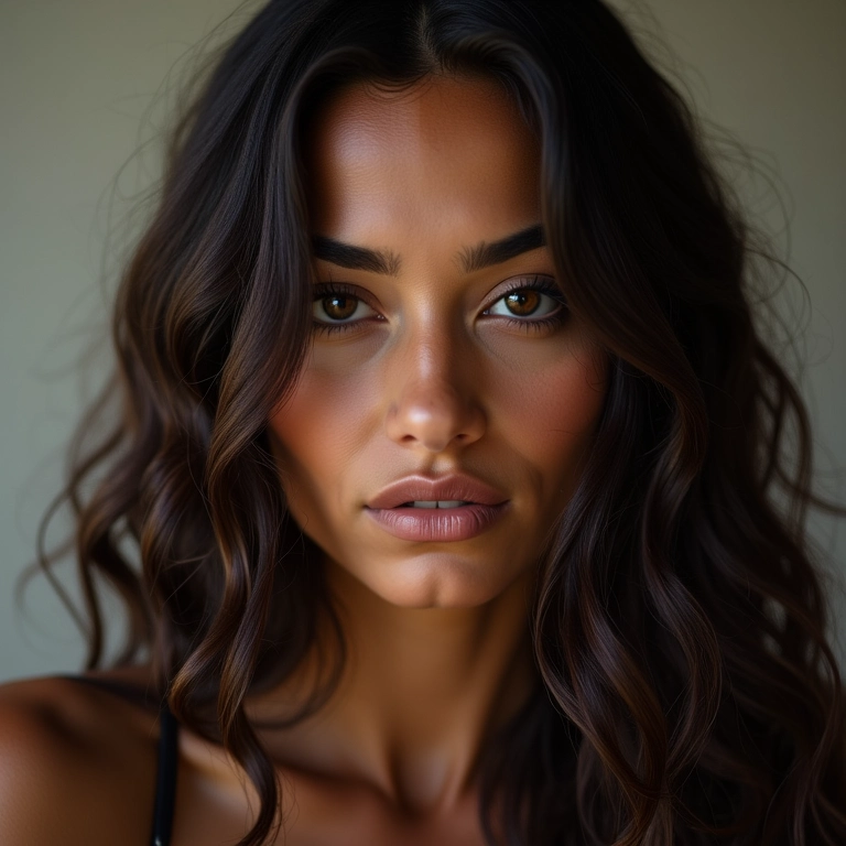 Cabelos longos e ondulados para rosto quadrado.