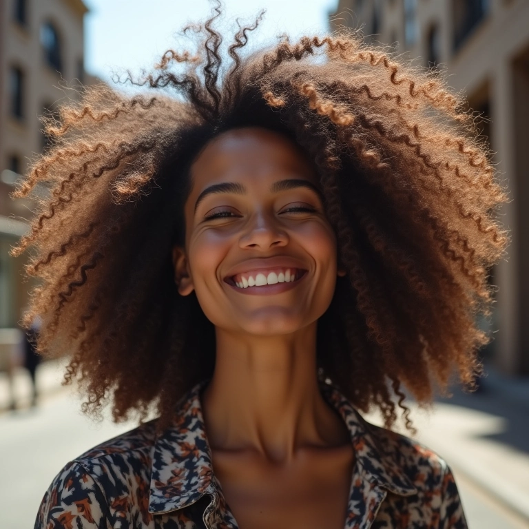 Cabelos volumosos e texturizados no estilo anos 80.