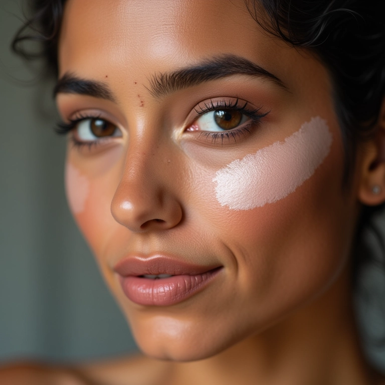 Camadas finas de maquiagem para um visual natural.