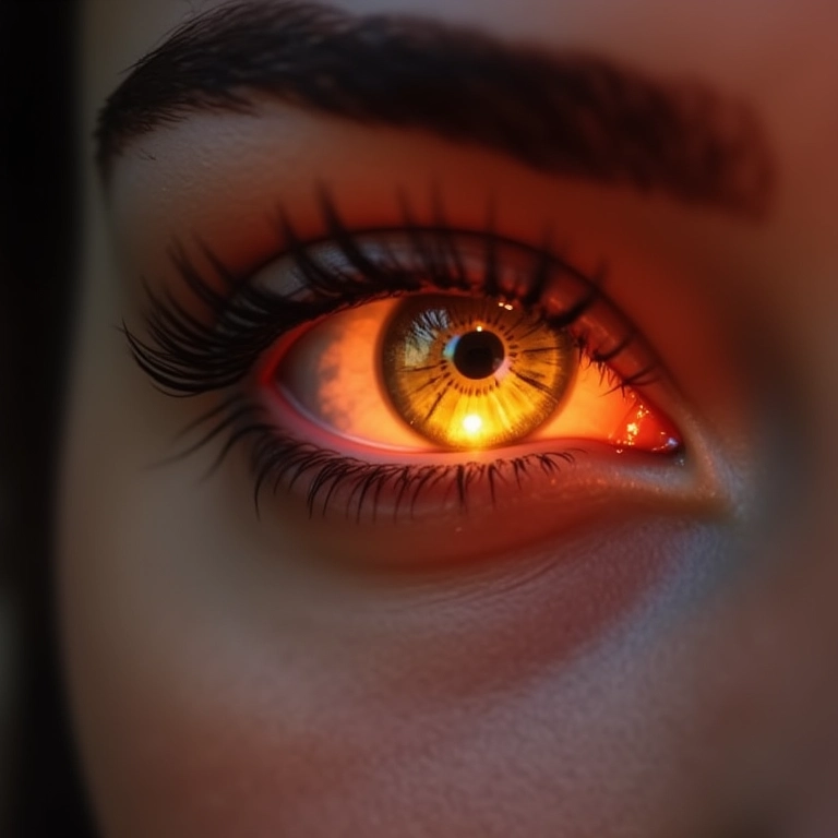 Canto interno do olho iluminado com sombra clara.