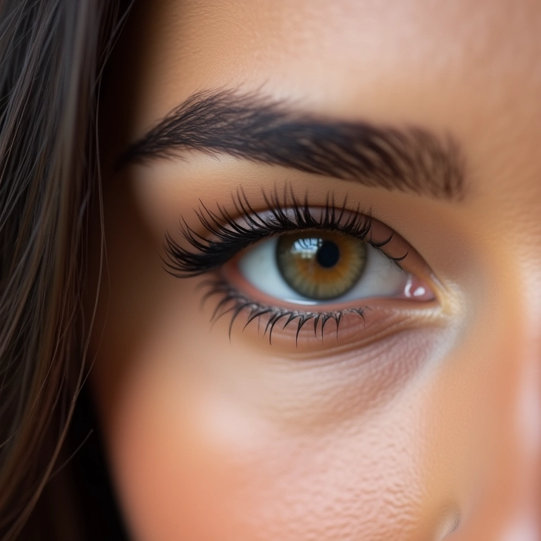 Cílios definidos, sem grumos, após aplicação de máscara.