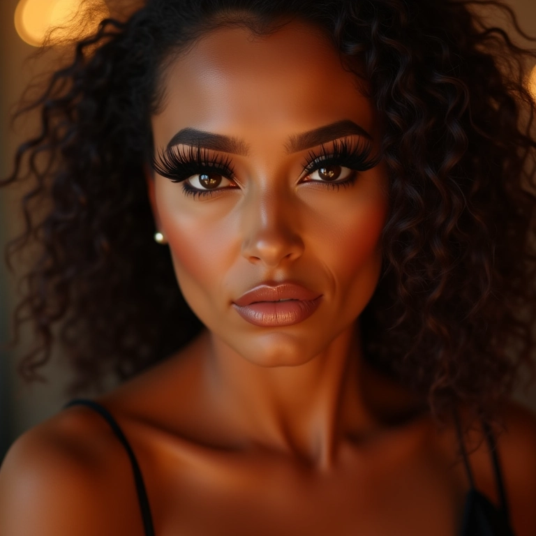 Cílios postiços dramáticos para a maquiagem de ano novo.