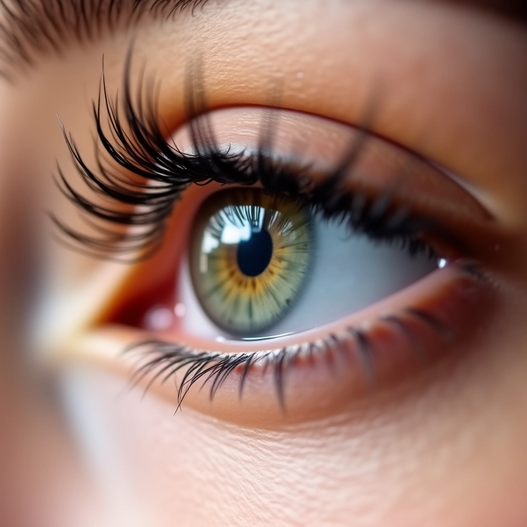 Cílios volumosos após uso de máscara com tratamento.