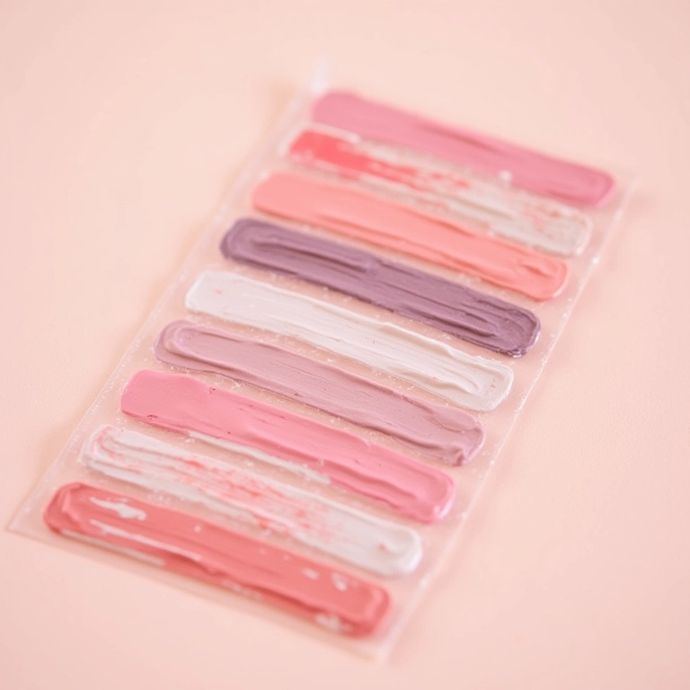 Close-up de delineador colorido adesivo, praticidade e rapidez.