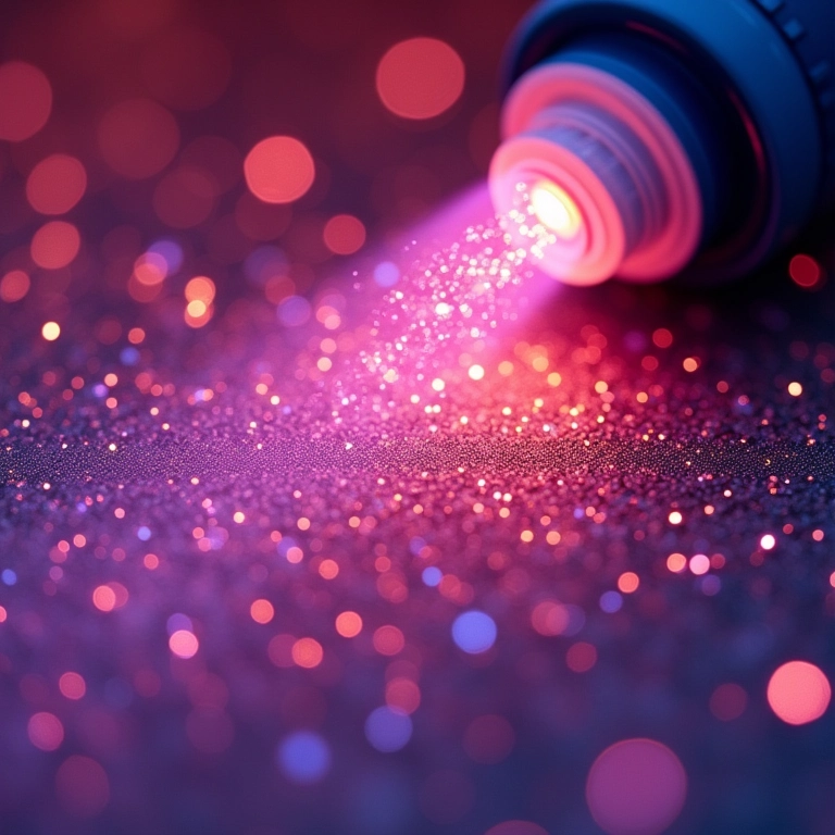 Close-up de fixador com efeito glow com partículas de brilho.