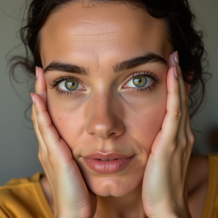 Close-up de mulher usando corretivo para camuflar olheiras.