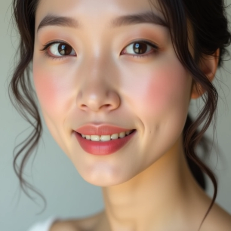 Close-up de noiva com pele clara e maquiagem delicada em tons pastel.