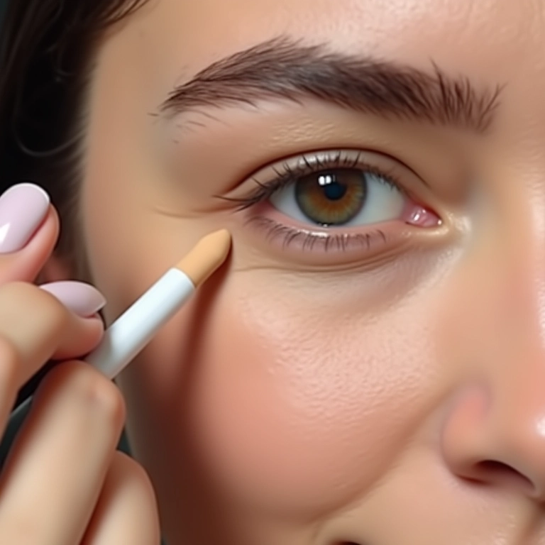 Cobertura de olheiras e imperfeições com corretivo.