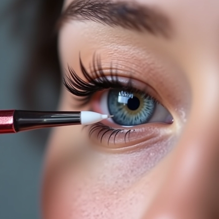 Cola para cílios em caneta, close-up.