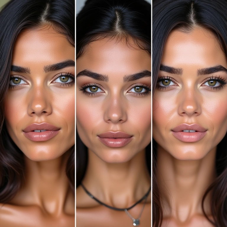 Colagem de celebridades brasileiras com contorno facial impecável.