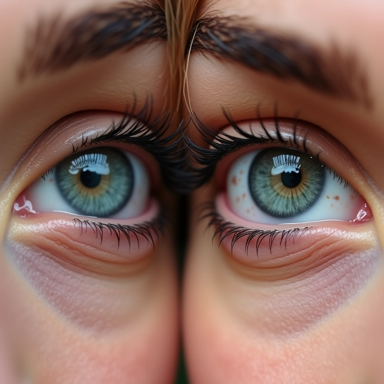 Comparação entre duas marcas de máscara para cílios, mostrando o resultado em cada olho.