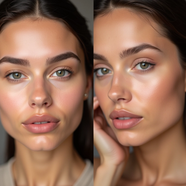 Comparação entre pó compacto com cor e pó translúcido.