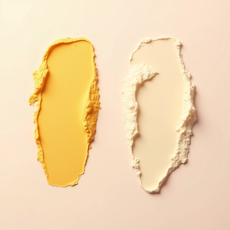 Comparação entre pó de banana rosado e pó translúcido.