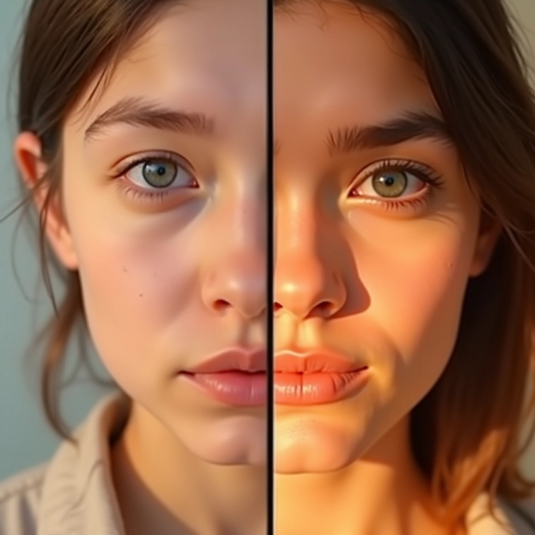 Comparação: iluminador sutil vs. iluminador glamouroso.