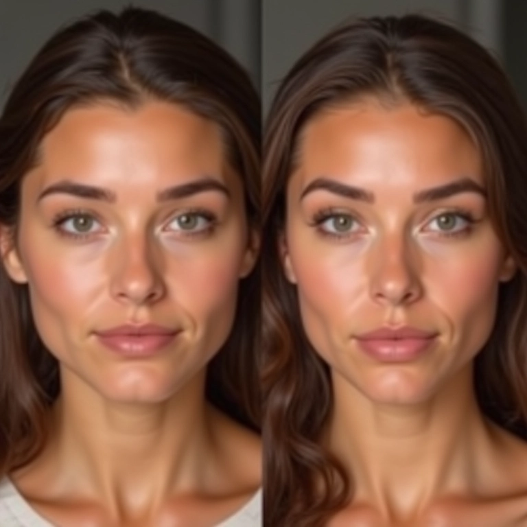 Comparativo: bronzer frio e contorno em pele clara.