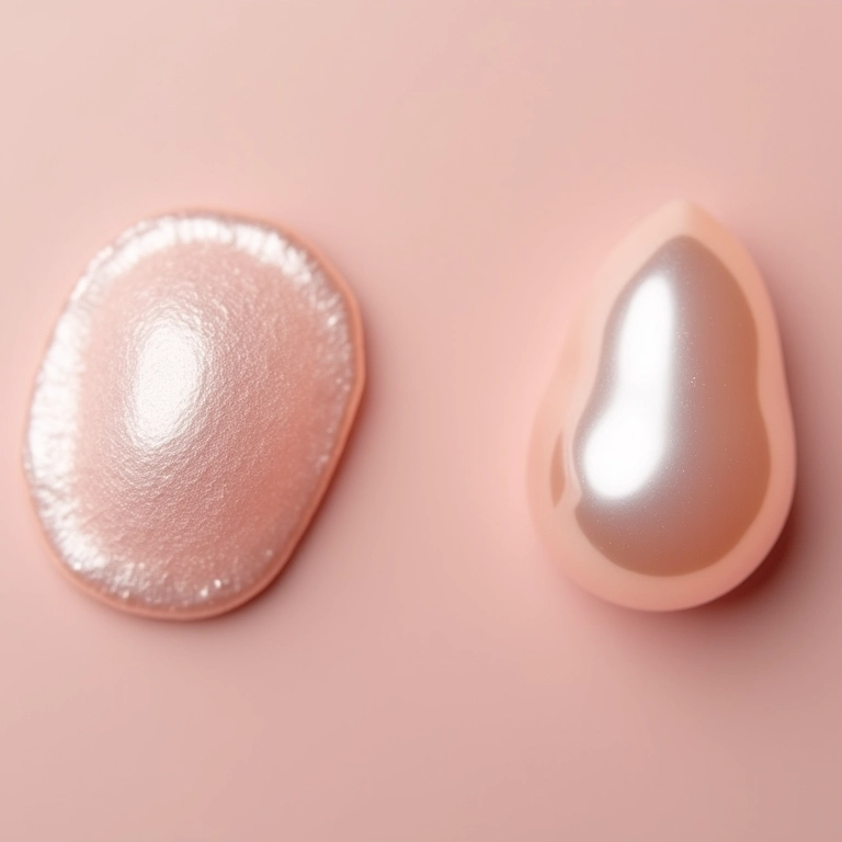 Comparativo de iluminador em pérolas bom e ruim.