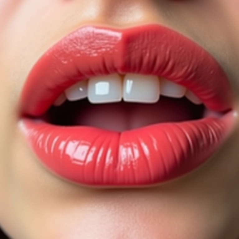 Comparativo do efeito do batom nude na cor dos dentes.