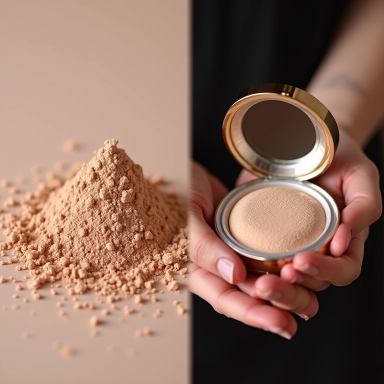 Comparativo entre pó solto e pó compacto para selar corretivo.