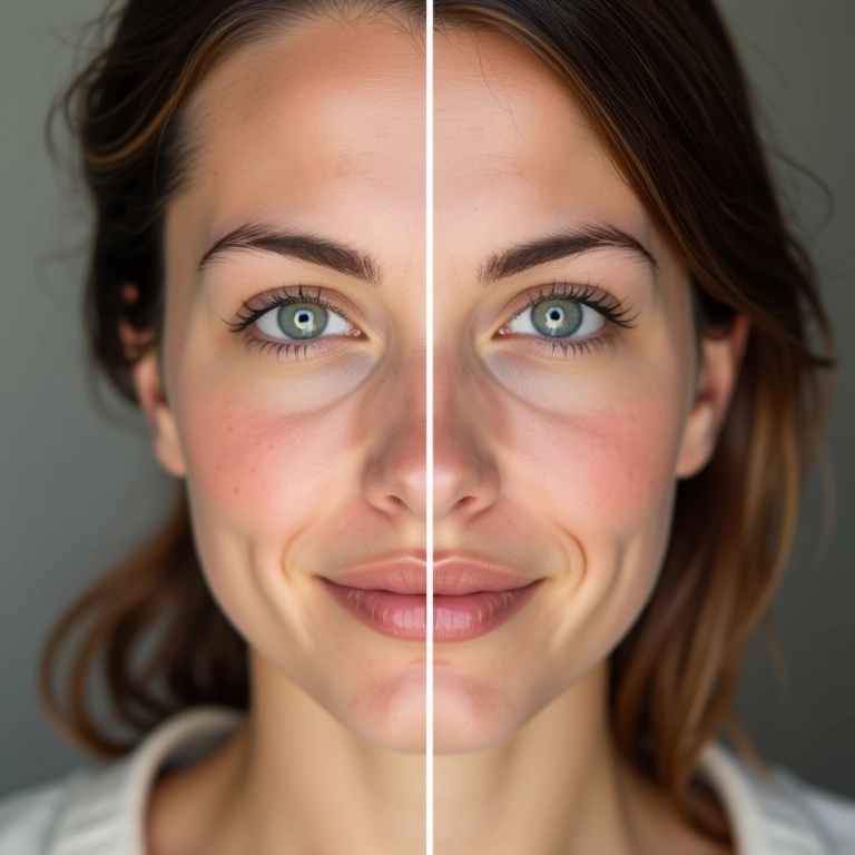 Comparativo: olheira com e sem corretivo salmão.