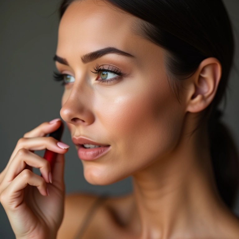 Contornando o rosto para definir os traços faciais.