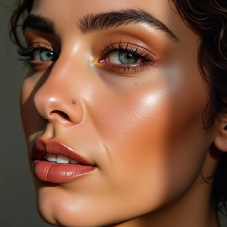 Contorno bem esfumado para um acabamento natural em rosto triangular.