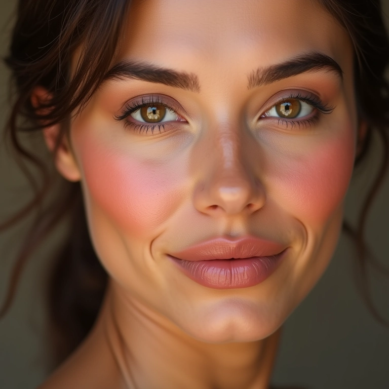 Contorno com blush e iluminador.