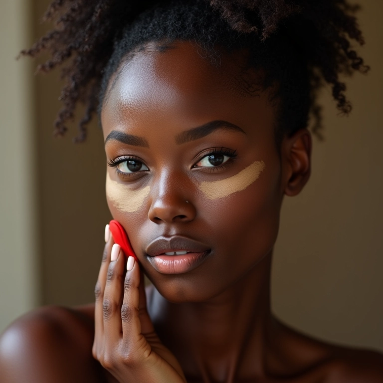 Contorno em pele negra com esponja.