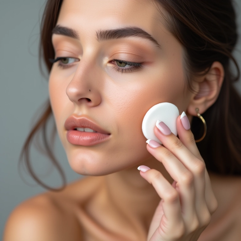 Contorno facial com corretivo com esponjinha.