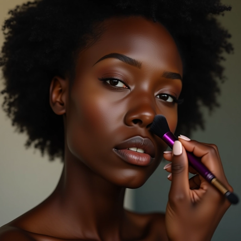 Contorno facial em pele negra para definir os traços.